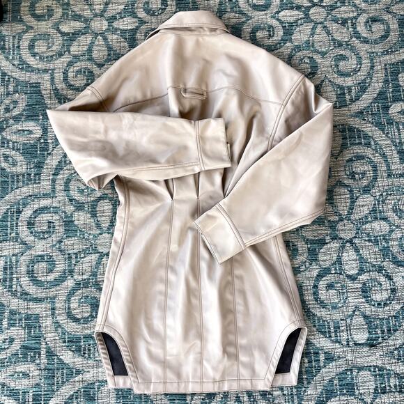 Fenty by Rihanna Faux Leather Button-Down Mini Dress Cream - Size 40 - Picture 5 of 12
